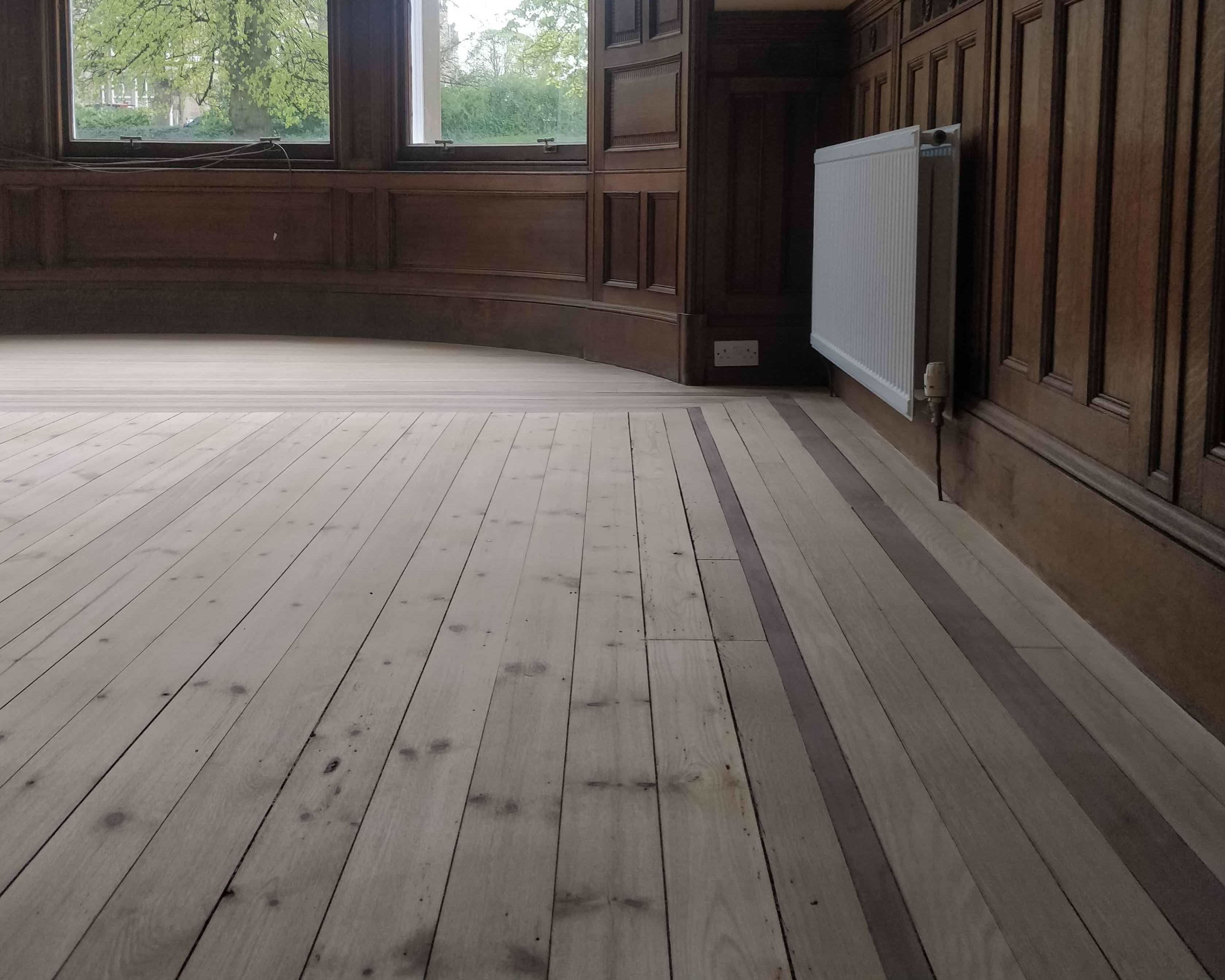 Restoration stain of wooden floor